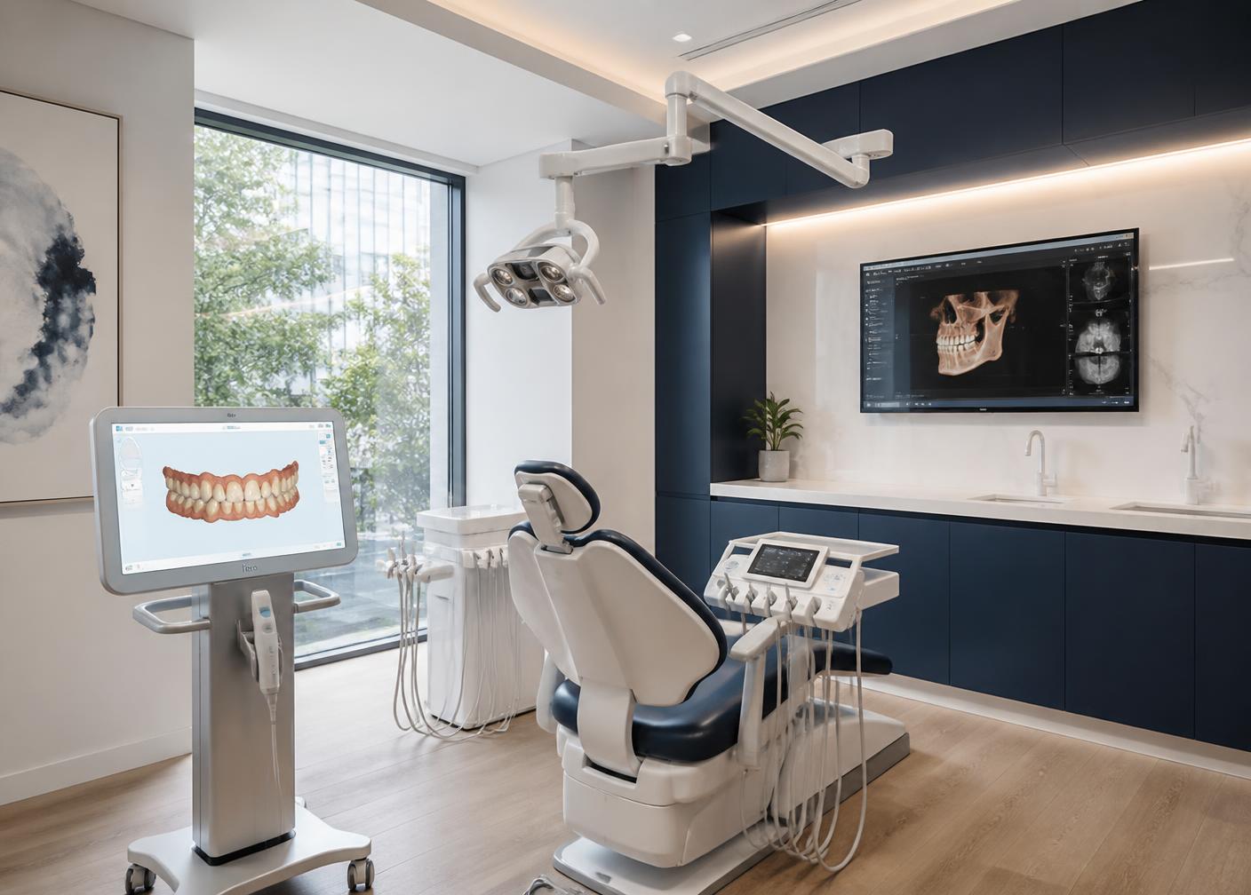 Modern dental treatment room with 3D scanning equipment